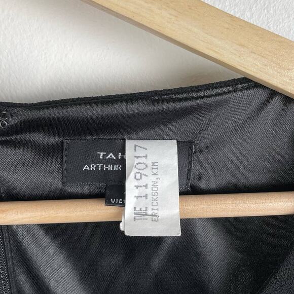 90s Vintage Bow Detail Mini Dress Black Size 4 Party Coquette 3/4 Sleeve LBD - Picture 5 of 8